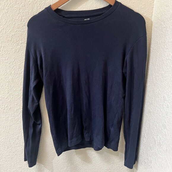 Uniqlo Navy Blue Thermal Long Sleeve Crewneck Size XS Extra-small EUC - Picture 1 of 3